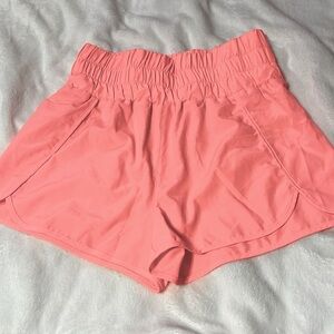 Pink lily peachy high waisted workout shorts